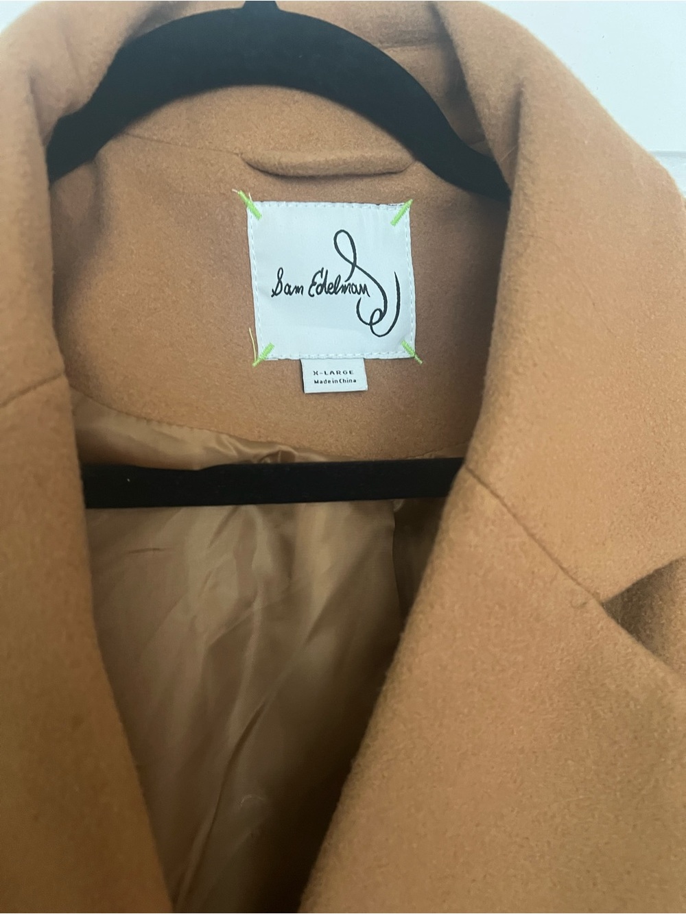 Sam Edelman Camel Wool-Blend Coat with Notch Collar - Picture 3 of 6